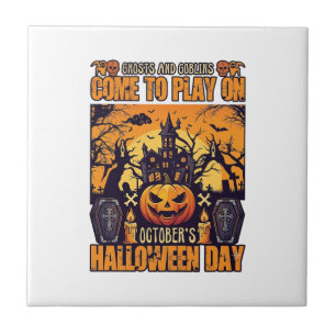 Ghosts Goblins Halloween Come Play October Haunted Tile