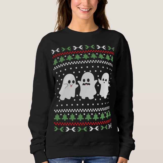 Ghosts Halloween Christmas Ugly Sweater  (Front)