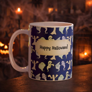 Ghosts Haunted Halloween Pixel Art Pattern Coffee Mug