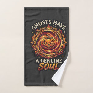 Ghosts Have Genuine Soul Haloween Pumpkin Fire Swi Hand Towel