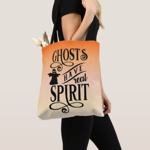 Ghosts Have Real Spirit Orange Gradient Halloween Tote Bag