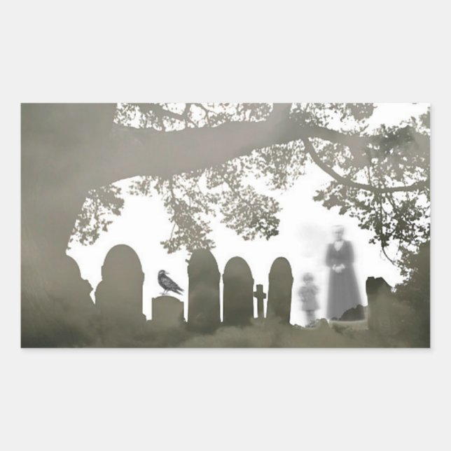 Ghosts in a Graveyard Rectangular Sticker (Front)