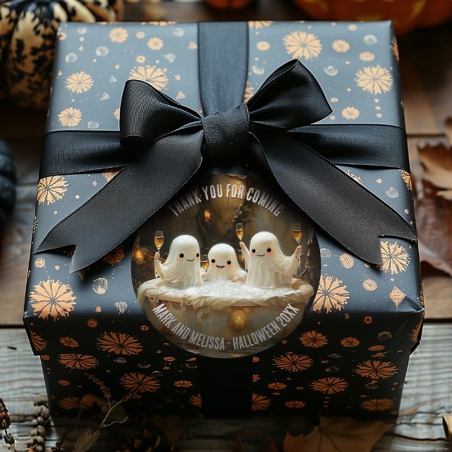 Ghosts in a Jacuzzi Spooky Fun Outdoor Halloween Classic Round Sticker (Creator Uploaded)