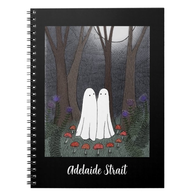 Ghosts in the enchanted Forest custom name goth Notebook (Front)