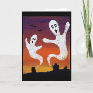 Ghosts in the Graveyard Halloween Greeting Card