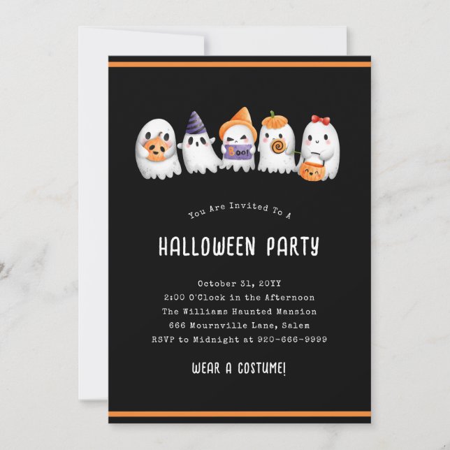 Ghosts Kids Halloween Party Invitation (Front)