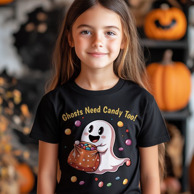 Ghosts Need Candy Too! Halloween Boy Girl Tri-Blend Shirt (Ghosts Need Candy Too! Halloween Boy Girl T-Shirt)