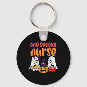 Ghosts One Spooky Nurse Halloween Nurse Fall Scrub Key Ring