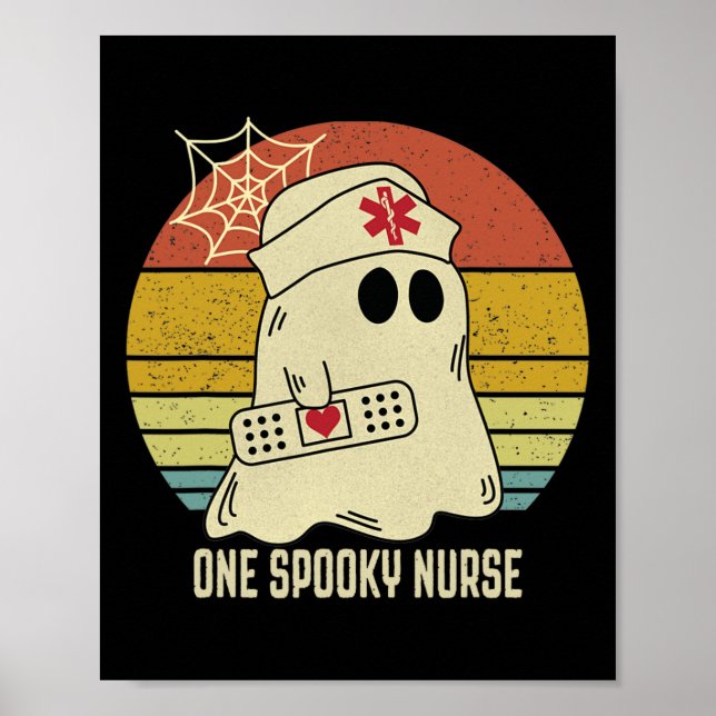 Ghosts One Spooky Nurse Halloween Nurse Fall Scrub Poster (Front)