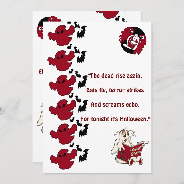 Ghosts Parade Halloween Bats Greeting Holiday Card (Front/Back)