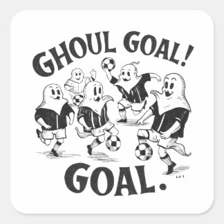 Ghosts playing a game of soccer square sticker