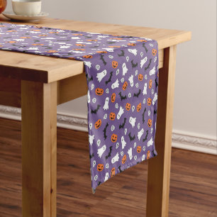 Ghosts, Pumpkins, Bats Purple Table Runner