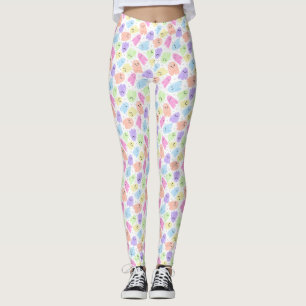 Ghosts Rainbow pastel Watercolor Halloween Pattern Leggings