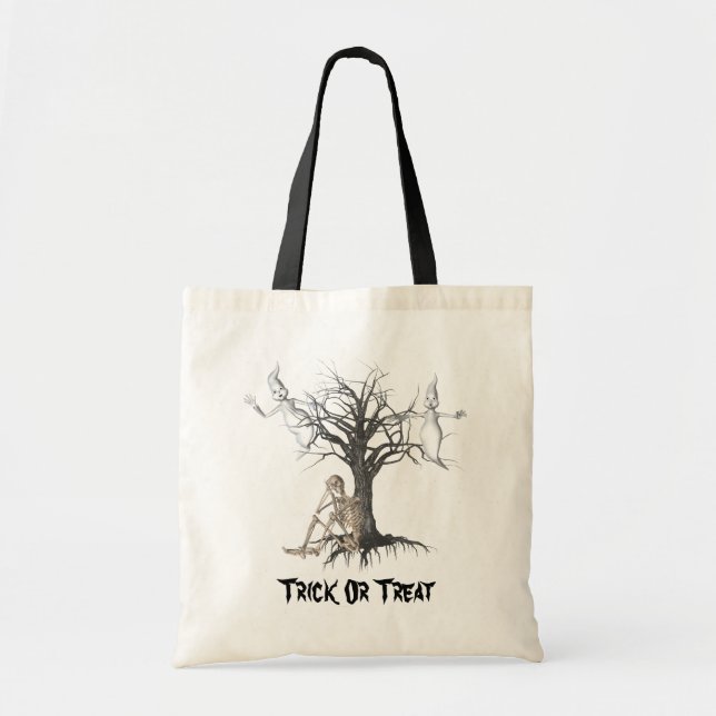 Ghosts Skeleton Halloween Funny Tote Bag (Front)