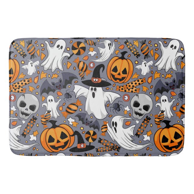 Ghosts Spooky and Creepy Cute Monsters Bath Mat (Front)
