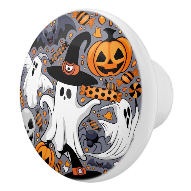 Ghosts Spooky and Creepy Cute Monsters Ceramic Knob (Right)