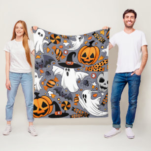 Ghosts Spooky and Creepy Cute Monsters Fleece Blanket