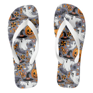 Ghosts Spooky and Creepy Cute Monsters Jandals