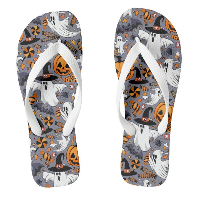Ghosts Spooky and Creepy Cute Monsters Jandals (Footbed)