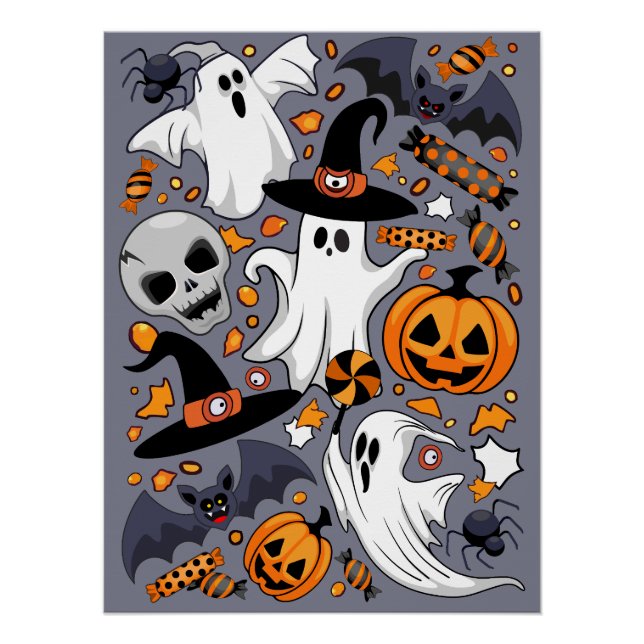 Ghosts Spooky and Creepy Cute Monsters Poster (Front)