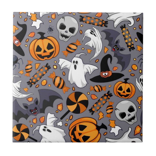 Ghosts Spooky and Creepy Cute Monsters Tile (Front)