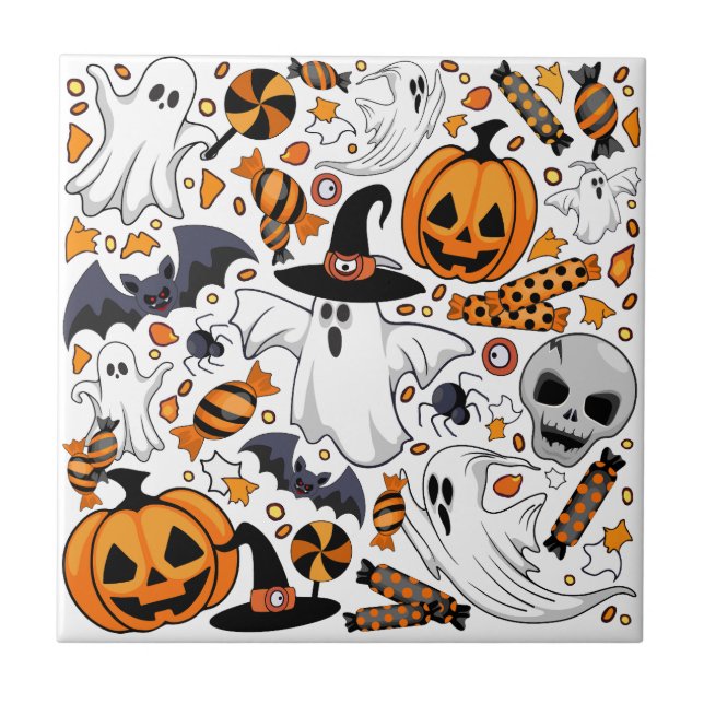Ghosts Spooky and Creepy Cute Monsters Tile (Front)