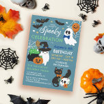 Ghosts Spooky Celebration Boy Halloween Birthday Invitation<br><div class="desc">Invite your friends to a spooky celebration in honour of your birthday with this Halloween themed birthday party invitation with illustrations of ghosts, bats, a raven, and a skull with spider web details, a pumpkin and a witch cauldron full of bubbly green ooze. Boy Halloween birthday party invitation with ghosts...</div>