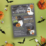 Ghosts Spooky Celebration Kids Halloween Birthday Invitation<br><div class="desc">Invite your friends to a spooky celebration in honour of your birthday with this Halloween themed birthday party invitation with cute illustrations of ghosts, bats, a raven, and a skull with spider web details, a pumpkin and a witch cauldron full of bubbly green ooze. Kids Halloween birthday party invitation for...</div>