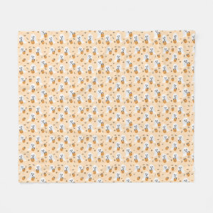 Ghosts Trick Or Treating Candy Pattern Orange Fleece Blanket