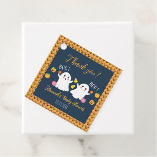 Ghosts Twin Boys Baby Shower Thank You Favour Tags