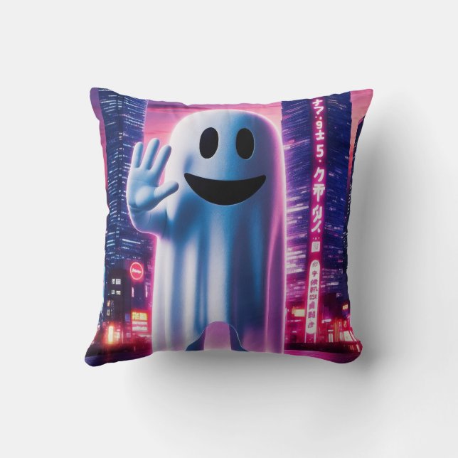 Ghosty Wave & Urban Lights  Cushion (Back)