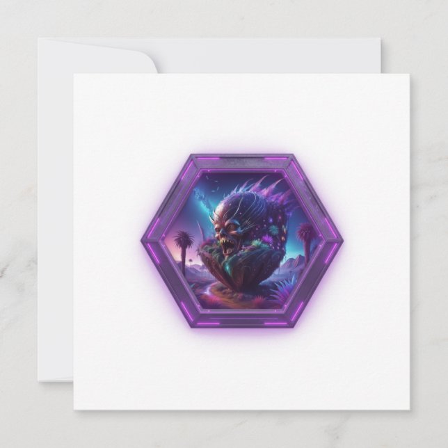 Ghoul Emerging From Pod On Desolate Landscape Invitation (Front)