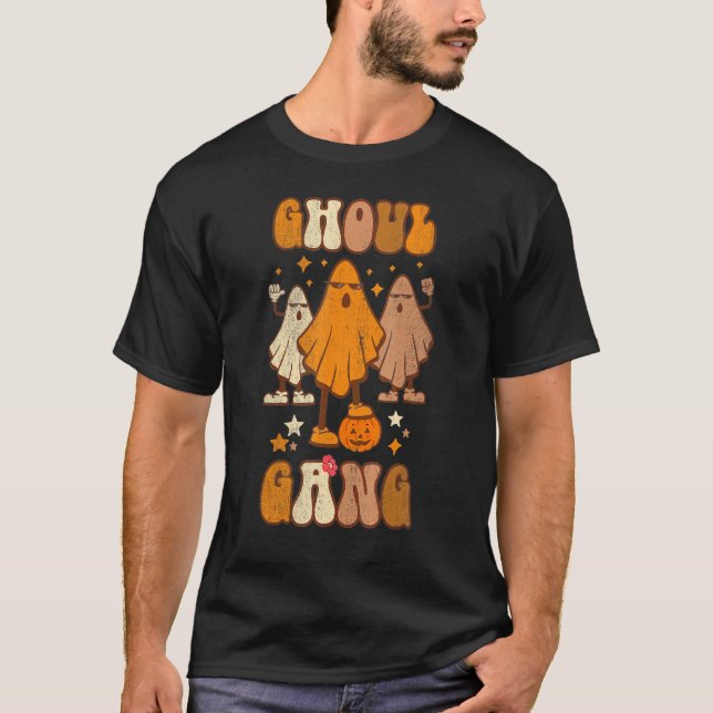 Ghoul Gang Groovy Hey Boo Pumpkin Boo Crew Spooky  T-Shirt (Front)