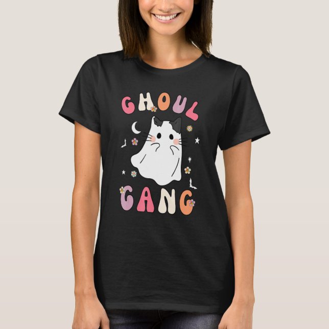 Ghoul Gang Groovy Hey Boo Pumpkin  Cat Boo Crew T-Shirt (Front)