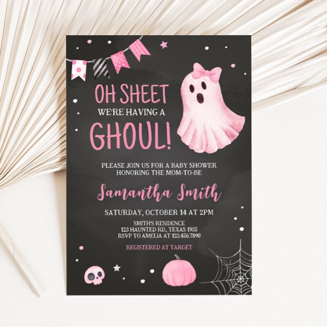 Ghoul Ghost Halloween Baby Shower  Invitation (Girl Ghost Baby Shower Invitation)