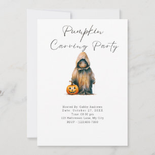 Ghoul in Hooded Cloak Pumpkin Carving Party Invitation