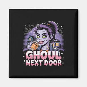 Ghoul Next Door Zombie Girl Retro Halloween Tee Magnet