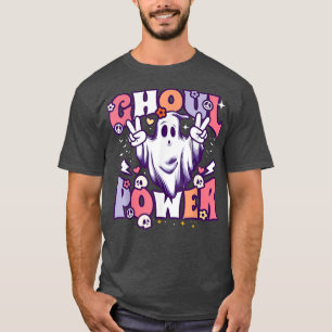 Ghoul Power Funny Halloween Vibes Retro Groovy Gho T-Shirt