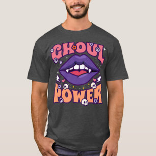 Ghoul Power Funny Halloween Vibes Retro Groovy Vam T-Shirt