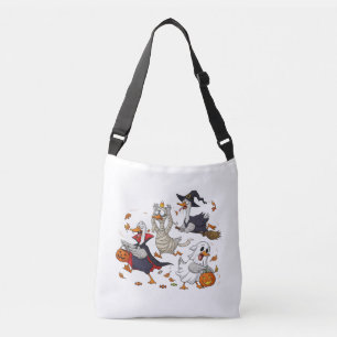 Ghoulish Geese on Parade Halloween Trick-or-Treat Crossbody Bag