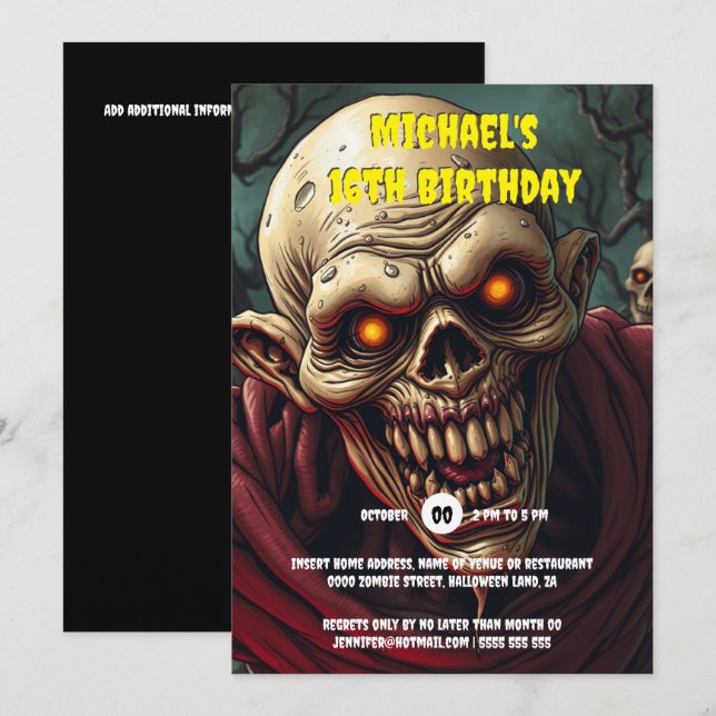 Ghoulish ghoul halloween monster adults party invitation (Front/Back)