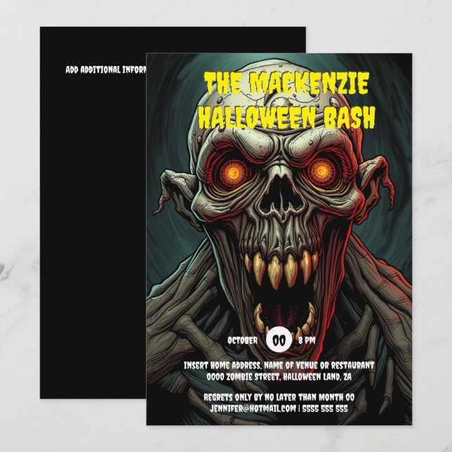 Ghoulish ghoul spooky adults halloween party invitation (Front/Back)