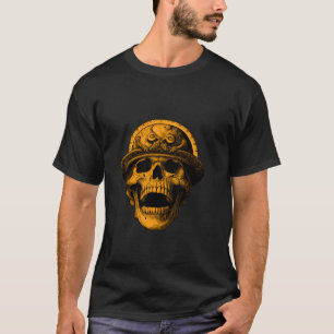 Ghoulish Gold Halloween Skull T Shirt