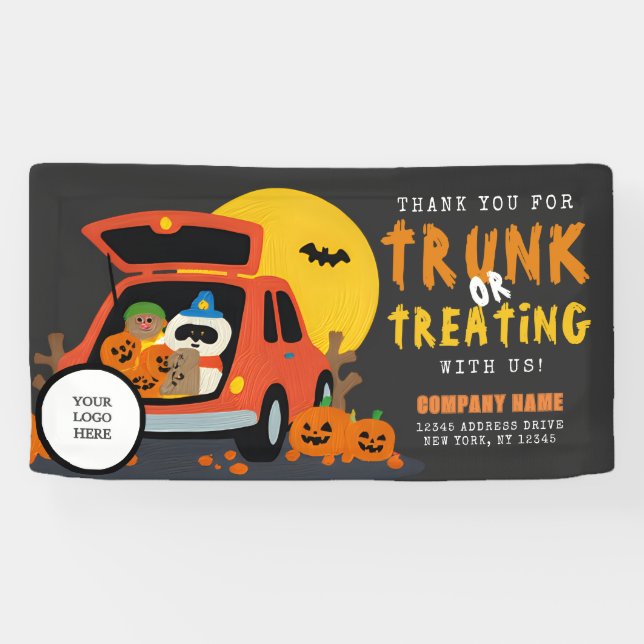 Ghoulish Trunk or Treat Halloween QR Business Banner (Horizontal)