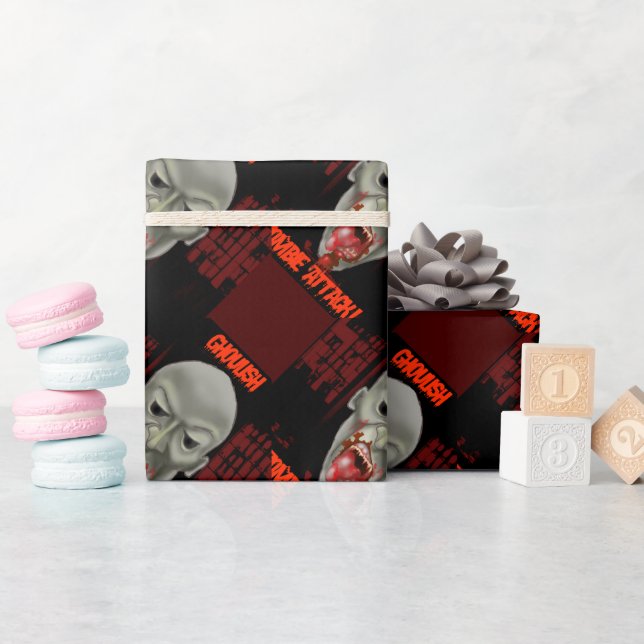 Ghoulish Zombie Attack Wrapping Paper (Baby Shower)