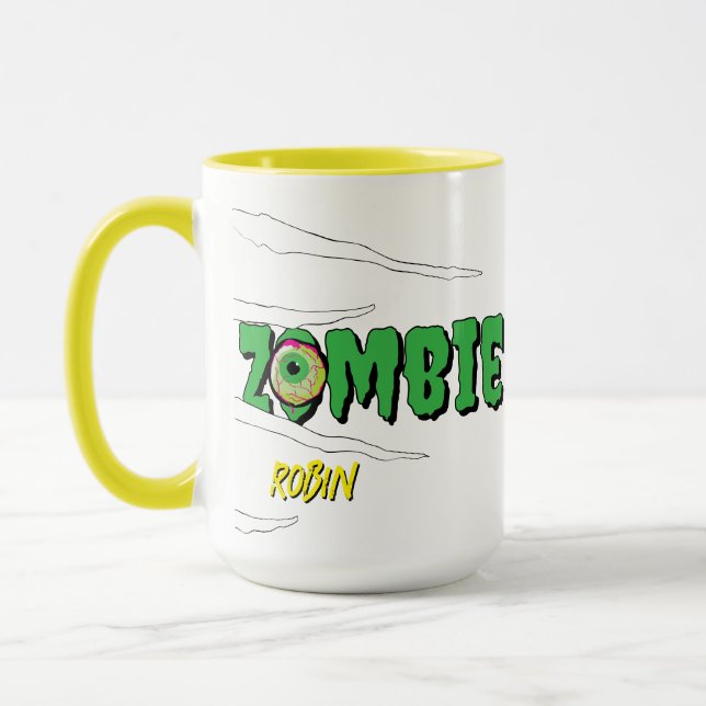 Ghoulishly Fun Funny Rippin' Zombie Halloween  Mug (Left)