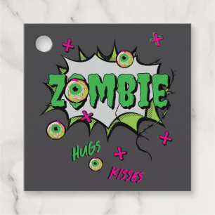 Ghoulishly Fun Zombie Hugs and Kisses Pop Art  Favour Tags
