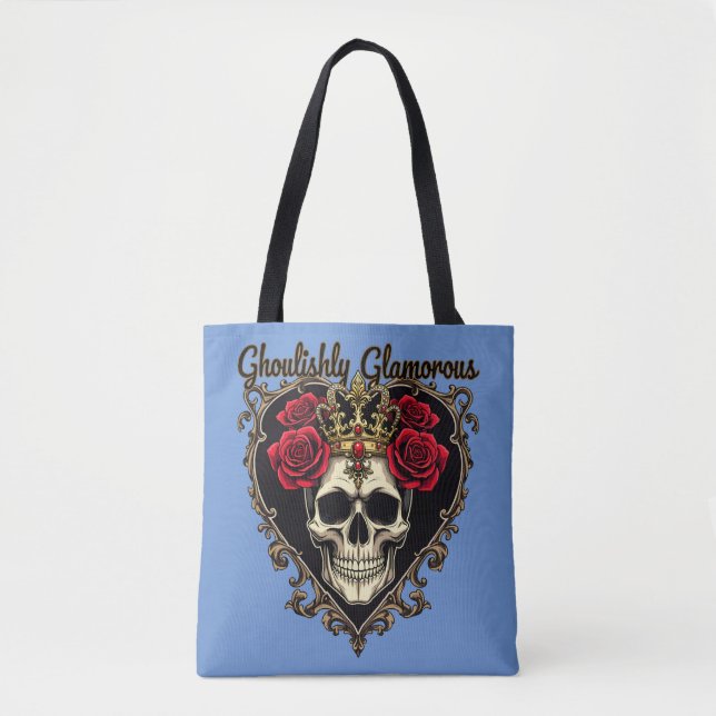 Ghoulishly Glamourous, Halloween Elegance Design Tote Bag (Front)