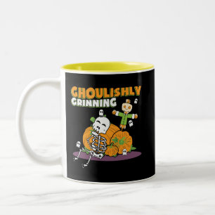 Ghoulishly Grinning Halloween Ghoul Two-Tone Coffee Mug