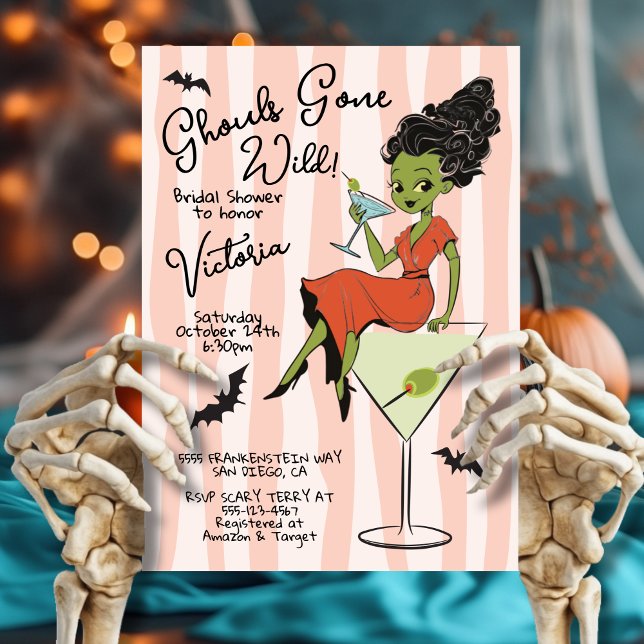 Ghouls Gone Wild Martinis Halloween Bridal Shower Invitation (Creator Uploaded)